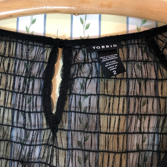 Torrid black sheer mesh layered ruffle blouse top - Picture 5 of 6
